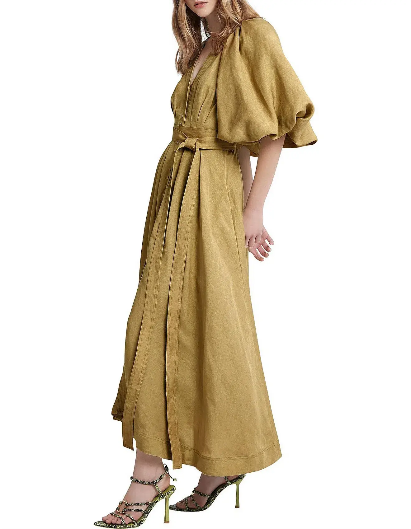 Aje Evermore Dress Olive Green Size 8 - Image 2