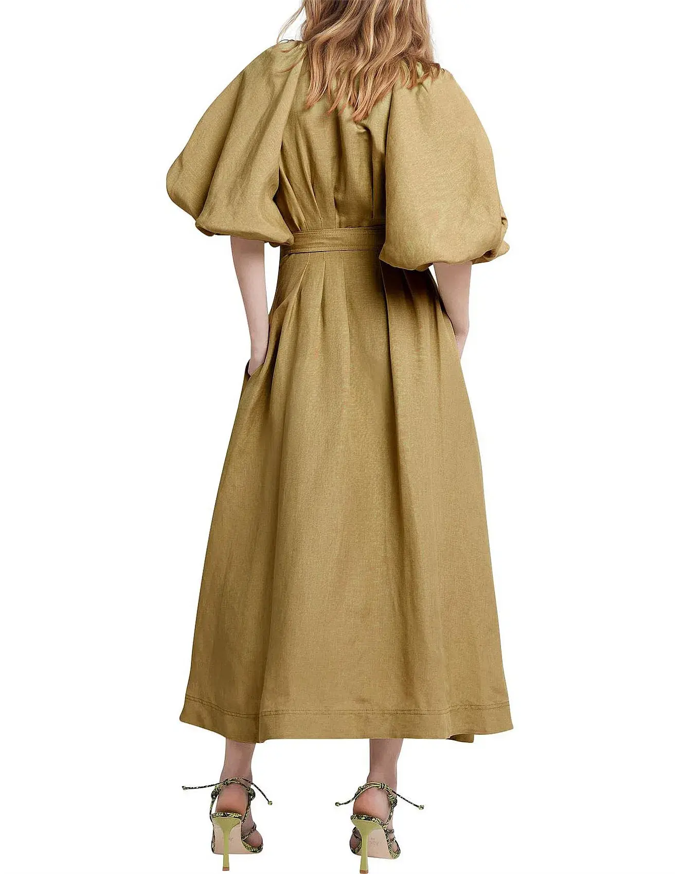 Aje Evermore Dress Olive Green Size 8 - Image 3