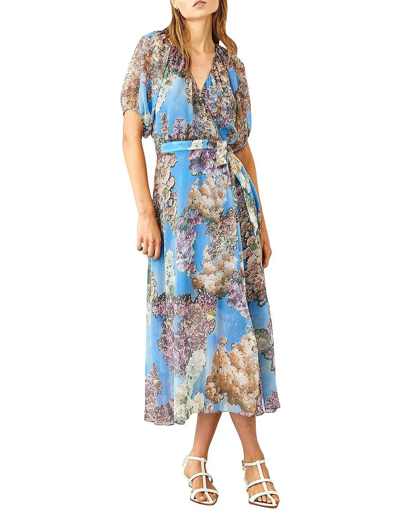 Ginger and Smart New Romantic Wrap Dress Blue Floral Size 8 - Image 1