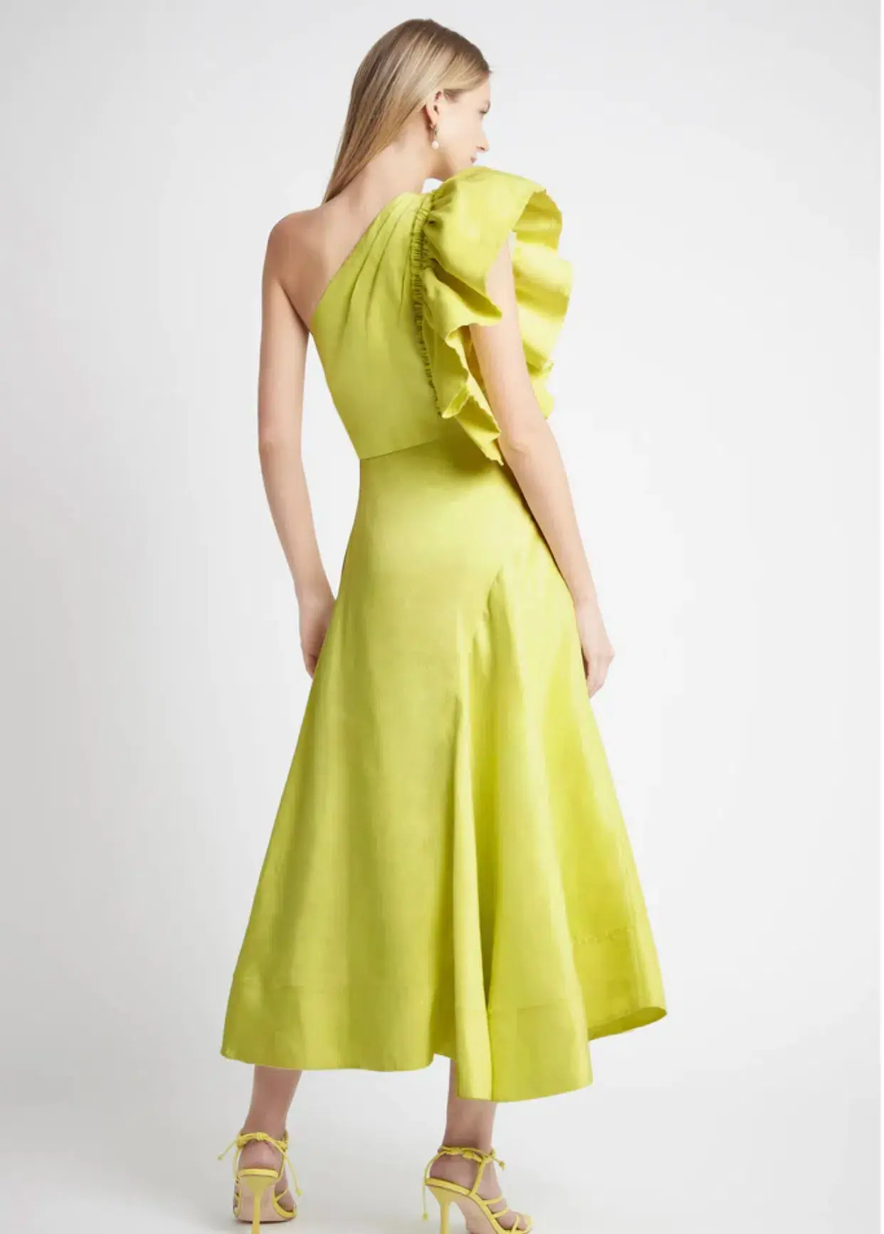 Aje Bonjour Asymmetric Midi Dress Lime Green Size 8 / S - Image 3