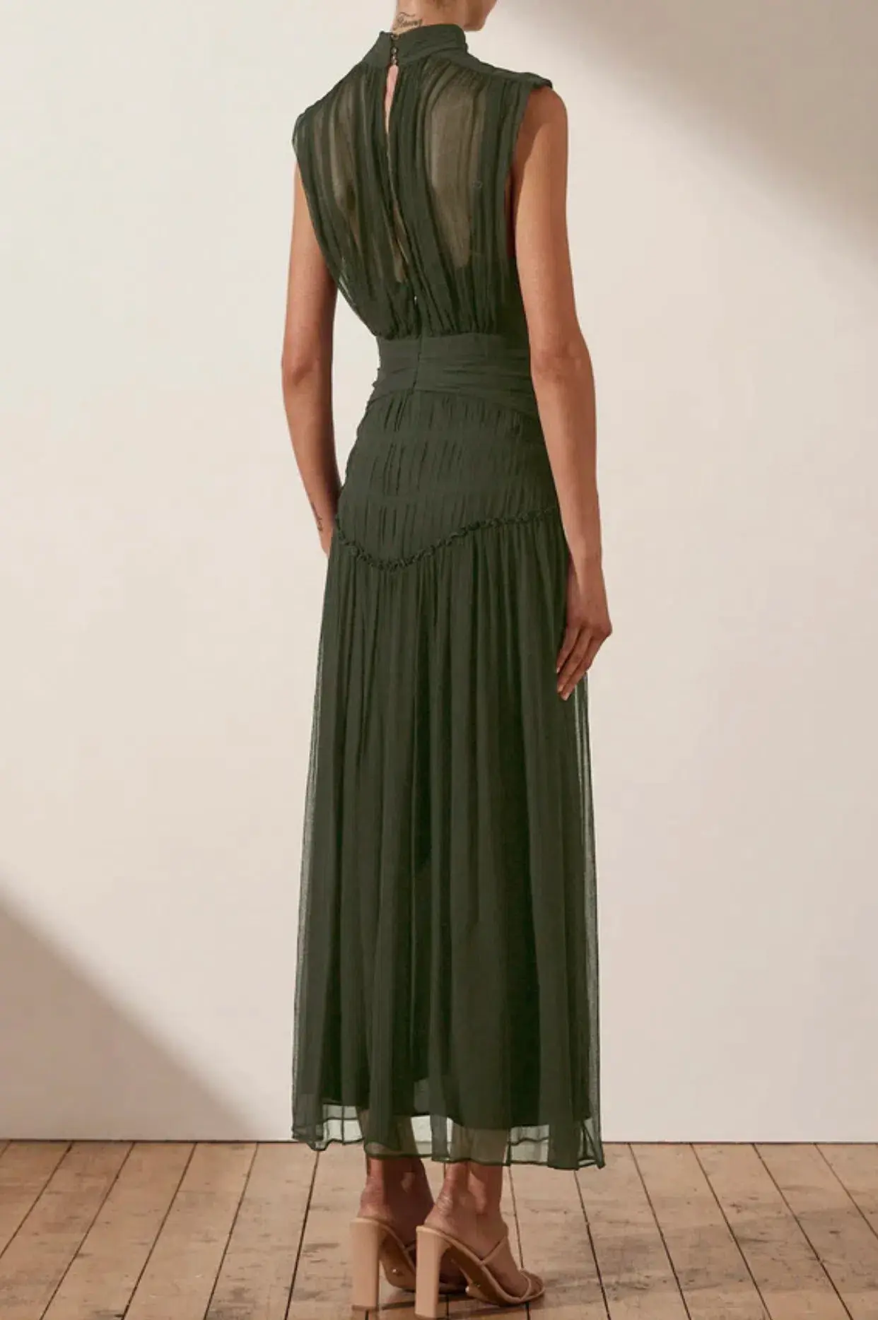 Shona Joy Clemence High Neck Midi Dress Green Size 8 / S - Image 2