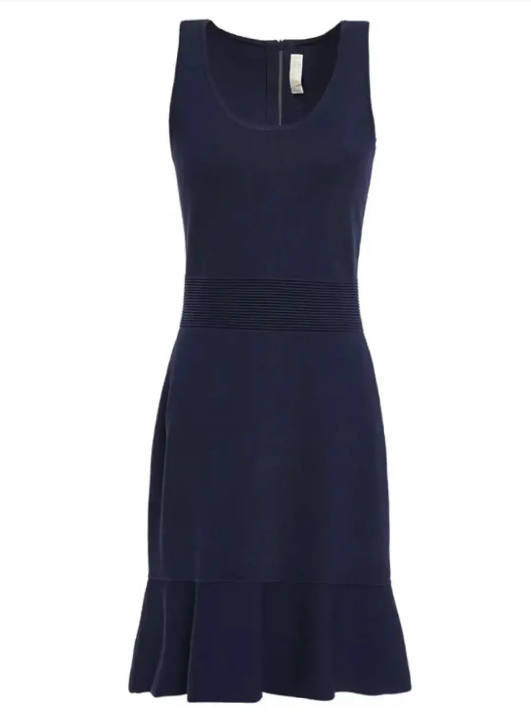 Michael Kors Fluted Crepe Knit Dress Navy Size 12 for rent on The Volte - main image