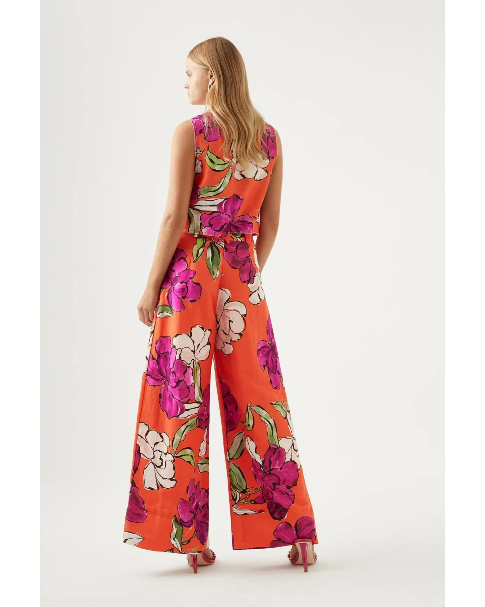 Aje Dazzling Floral Wide Leg Pant in Vivid Camellia Size XL / AU 14  - Image 5