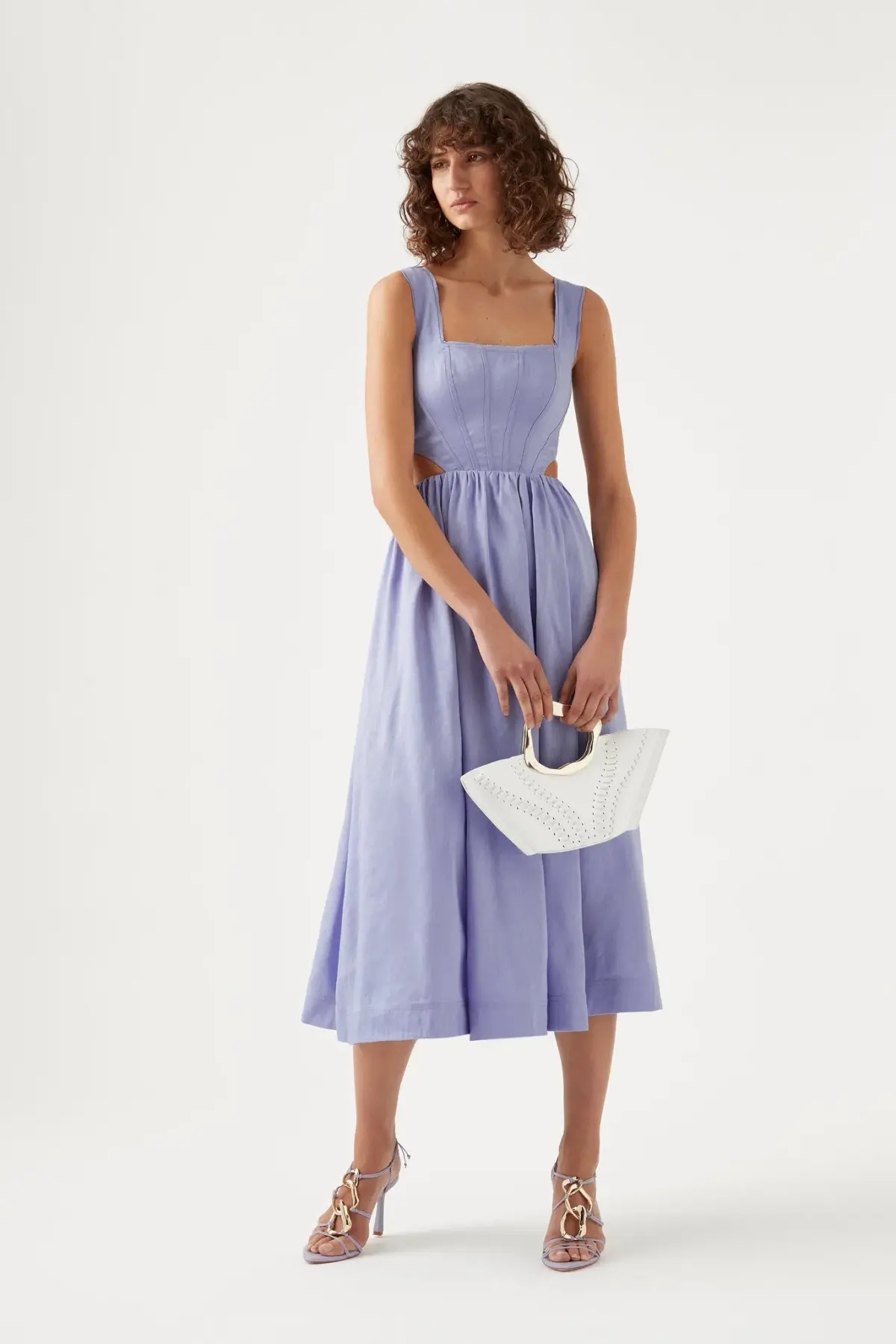 Aje Virginie Cut Out Midi Dress Cool Lavender Size 8 / S - Image 1