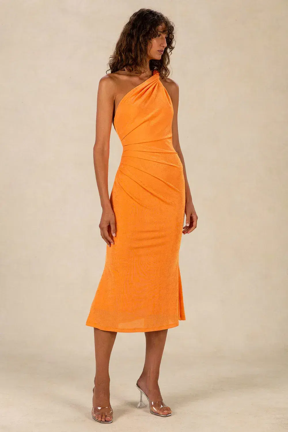 Misha Dune Slinky Jersey Midi Dress Orange Size 10/M - Image 1