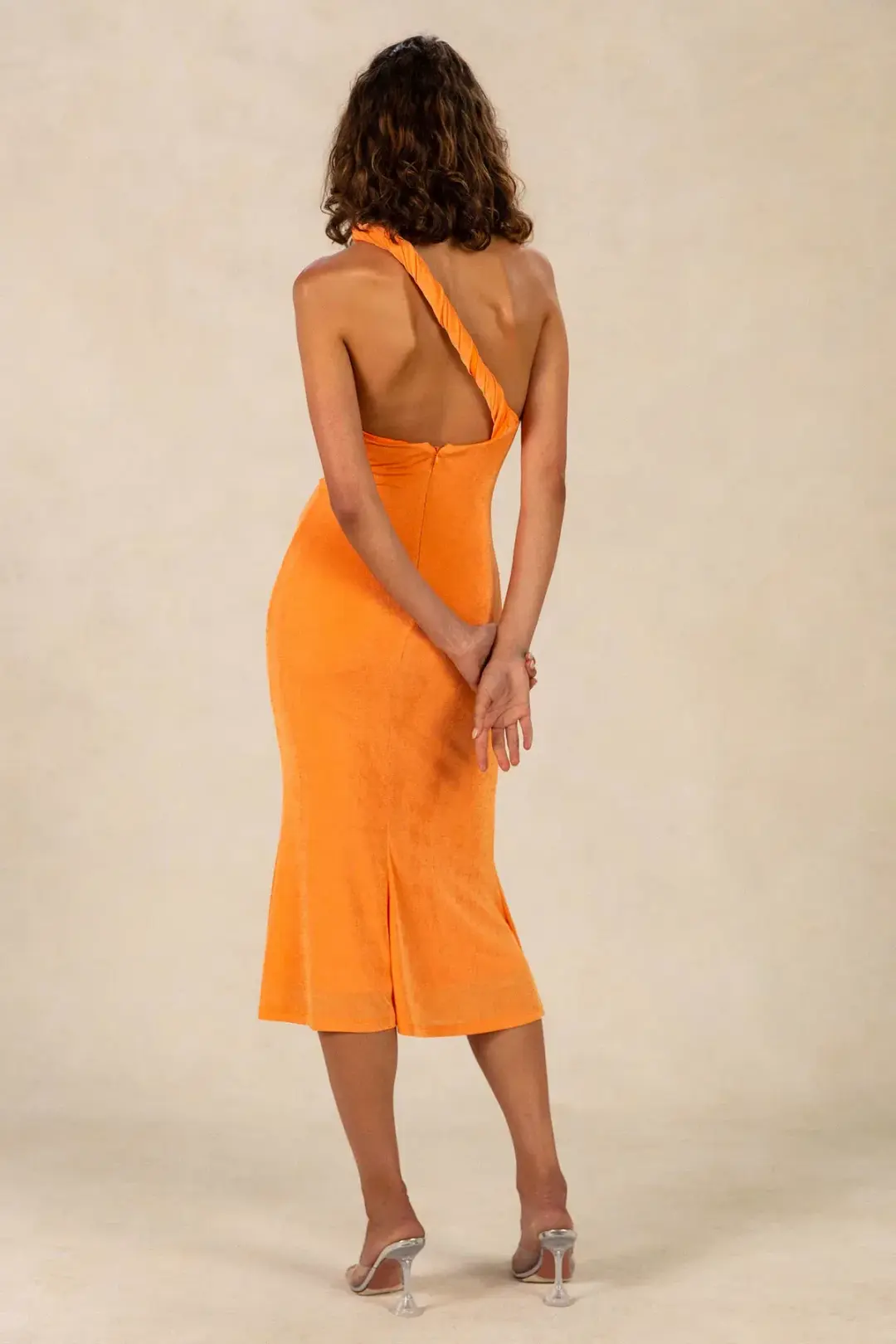 Misha Dune Slinky Jersey Midi Dress Orange Size 10/M for rent on The Volte - main image