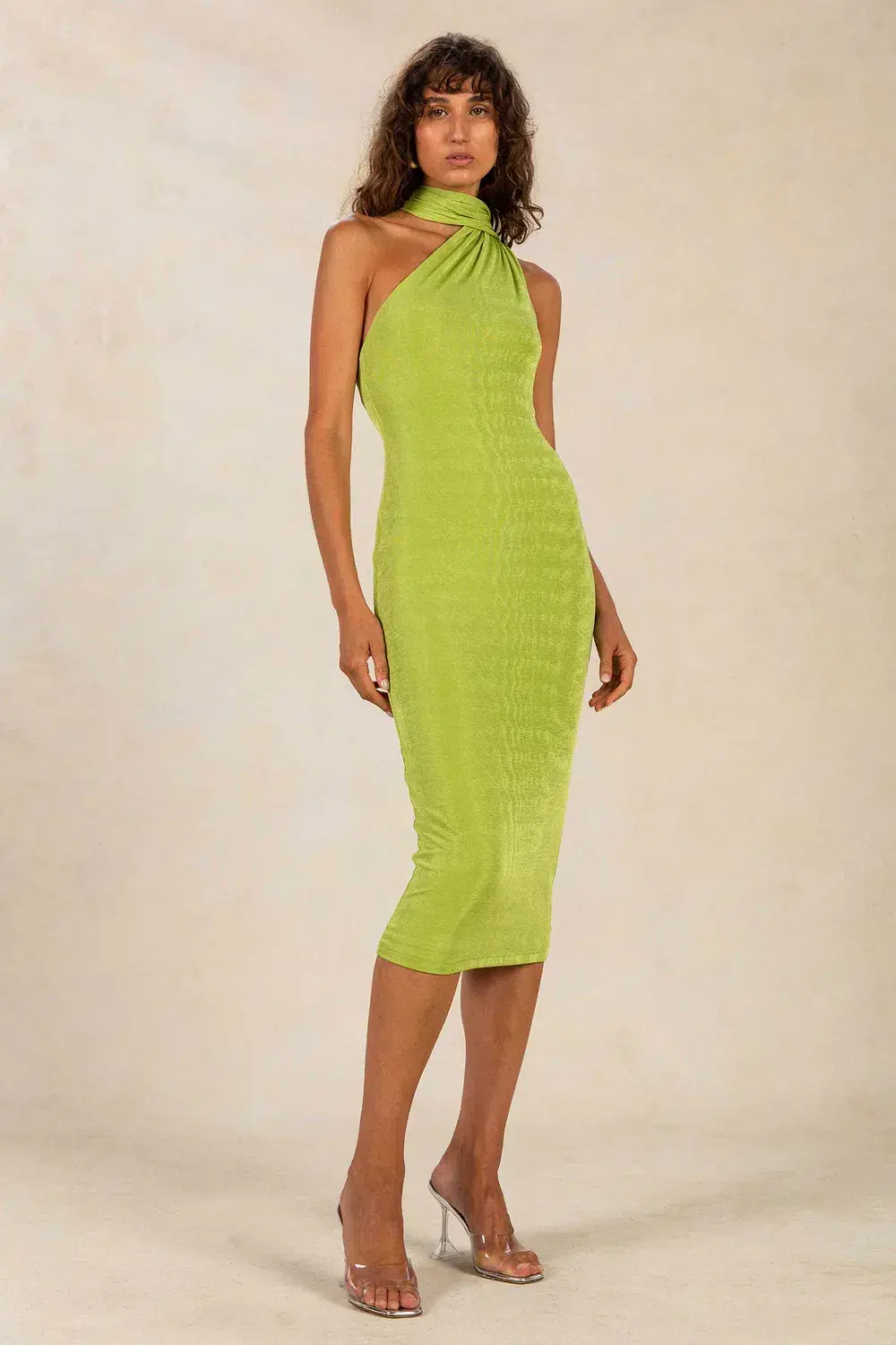 Misha Nicollette Slinky Jersey Midi Dress Green Size 10/M - Image 1
