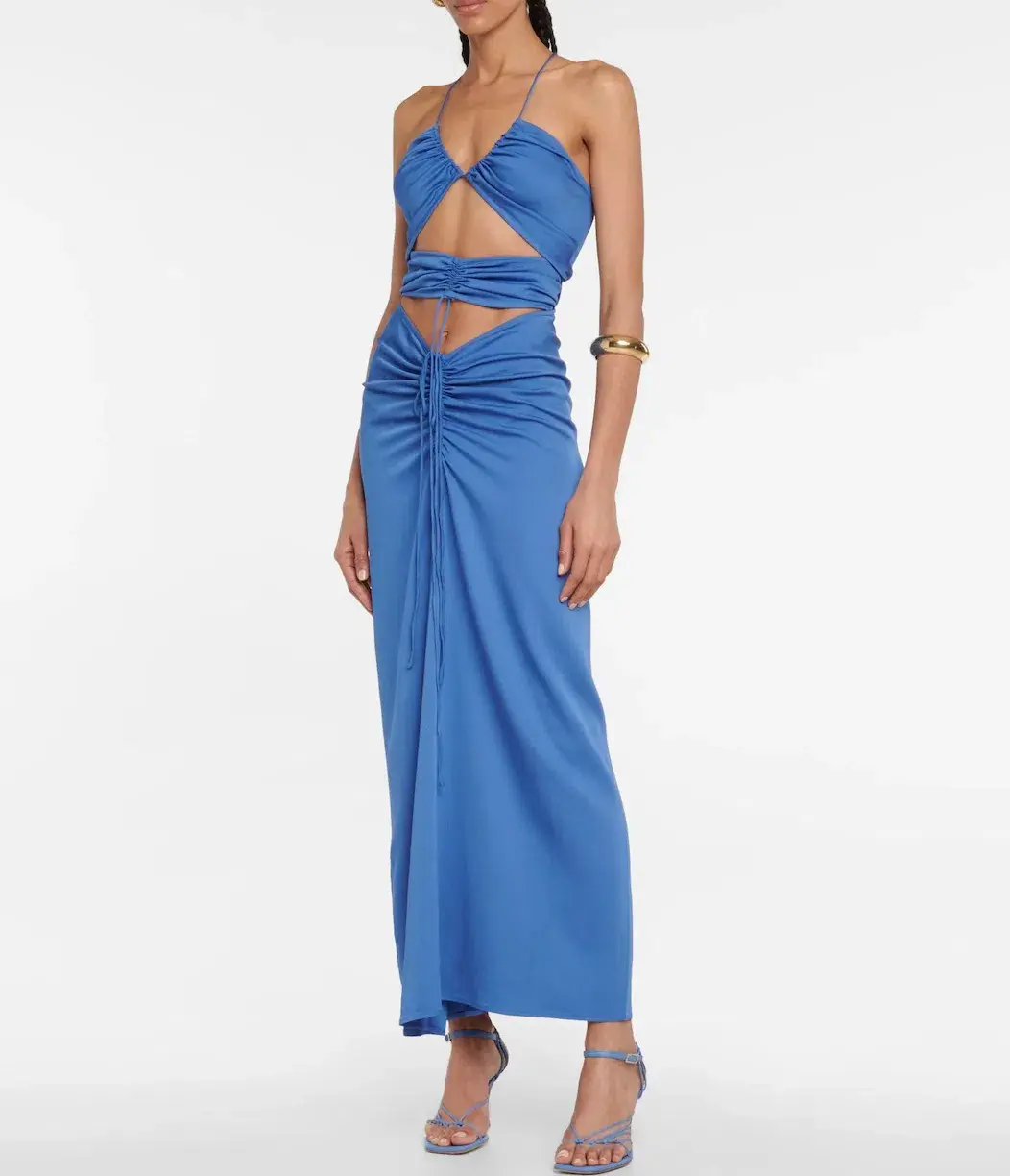 Christopher Esber Multi Panel Disconnect Ruched Halter Dress Blue Size 10 - Image 1