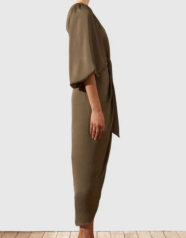 Shona Joy Luxe Tie Front One Shoulder Midi Dress Pine Green Size 10 / M - Image 2