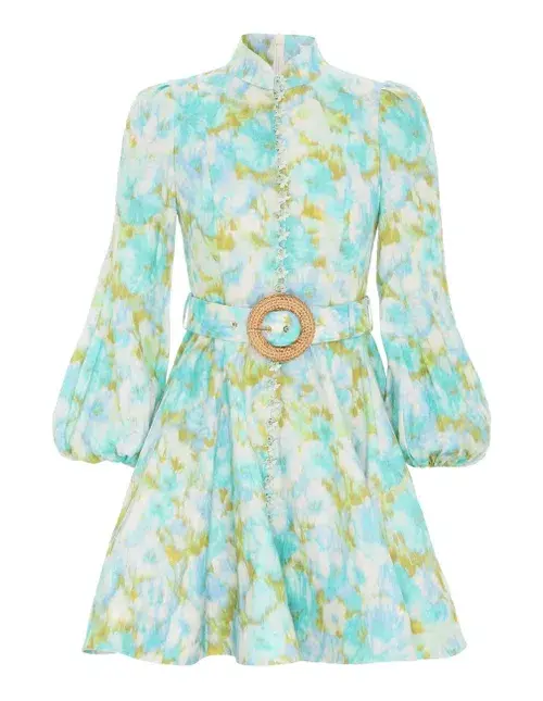 Zimmermann The High Tide Buttoned Mini in Aqua Ikat Floral Size 1 / Au 10  - Image 4