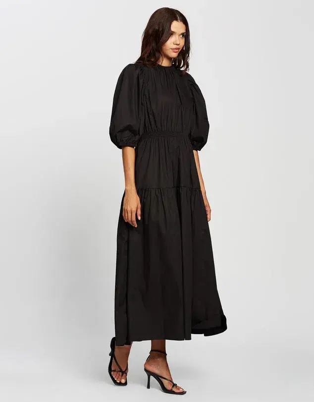 Aere Organic Cotton Poplin Midi Dress Black Size 8 - Image 2