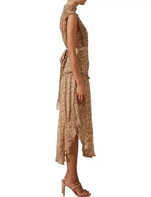 Shona Joy Ambar Sleeveless Open Back Chiffon Midi Dress Floral Size 8 - Image 4