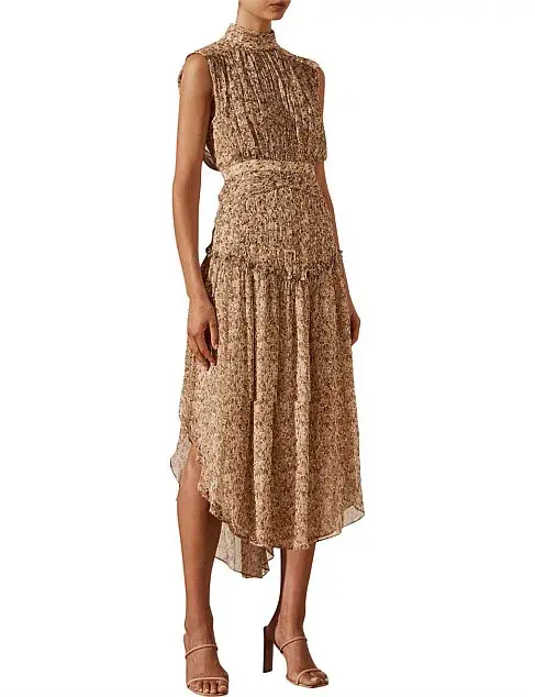 Shona Joy Ambar Sleeveless Open Back Chiffon Midi Dress Floral Size 8 - Image 2