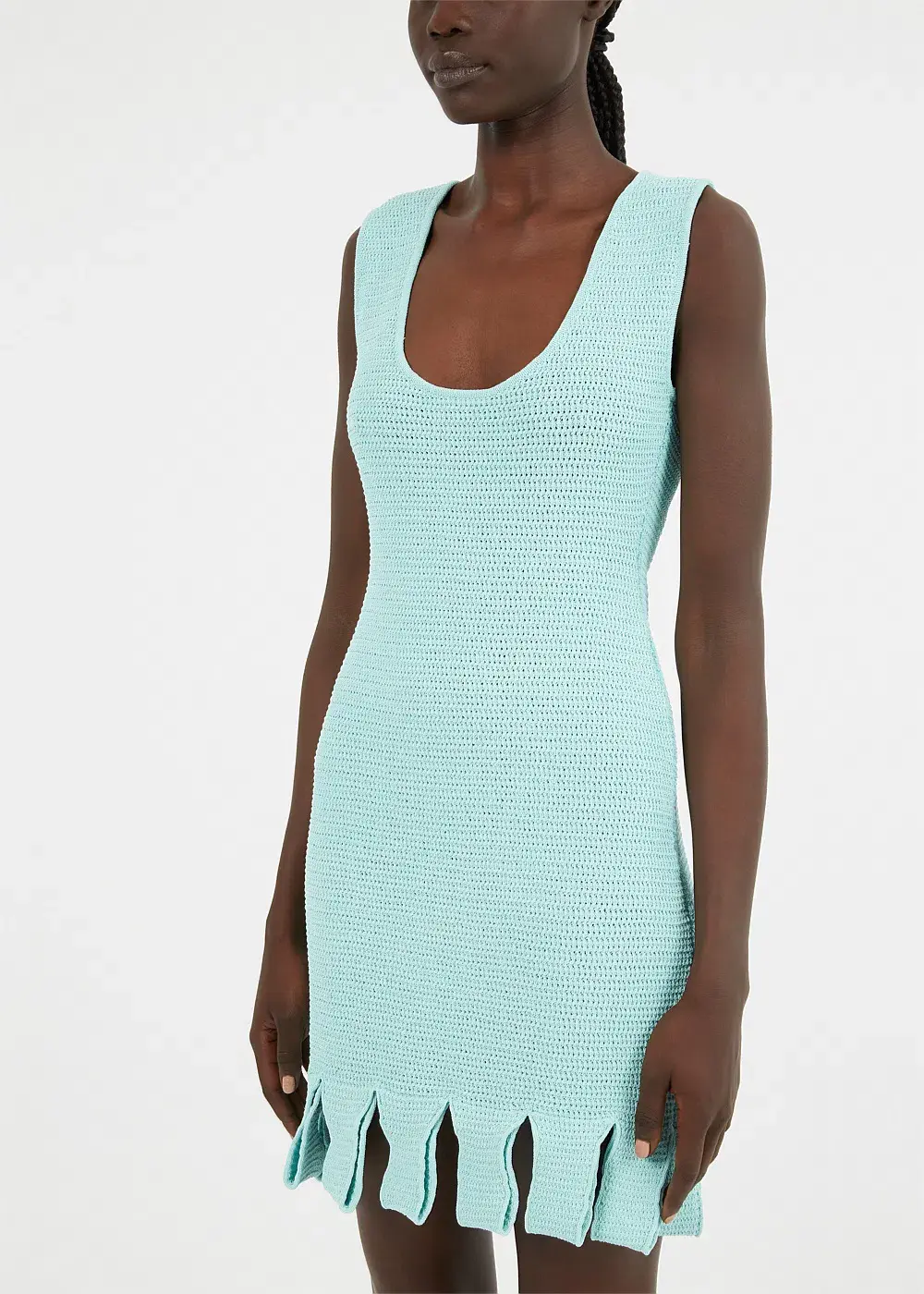 Bottega Veneta Racked Rib Knit Mini Dress Blue Size L / Au 12 - Image 2