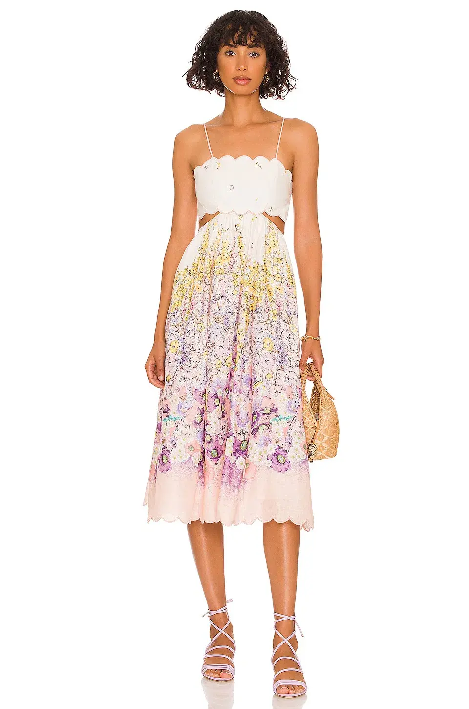 Zimmermann Jude Scallop Midi Dress Floral Size 0 / Au 8 - Image 1