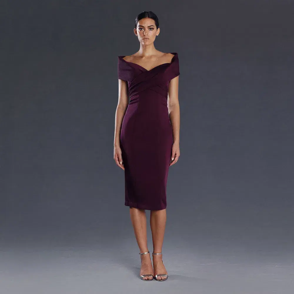 Jadore Off-Shoulder Plum Dress Purple Size 14  - Image 1