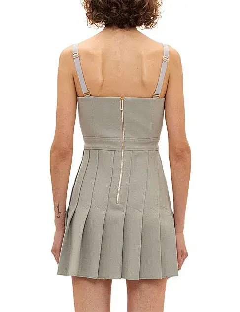 Dion Lee Column Pleated Mini Dress Green Size 8 for rent on The Volte - main image