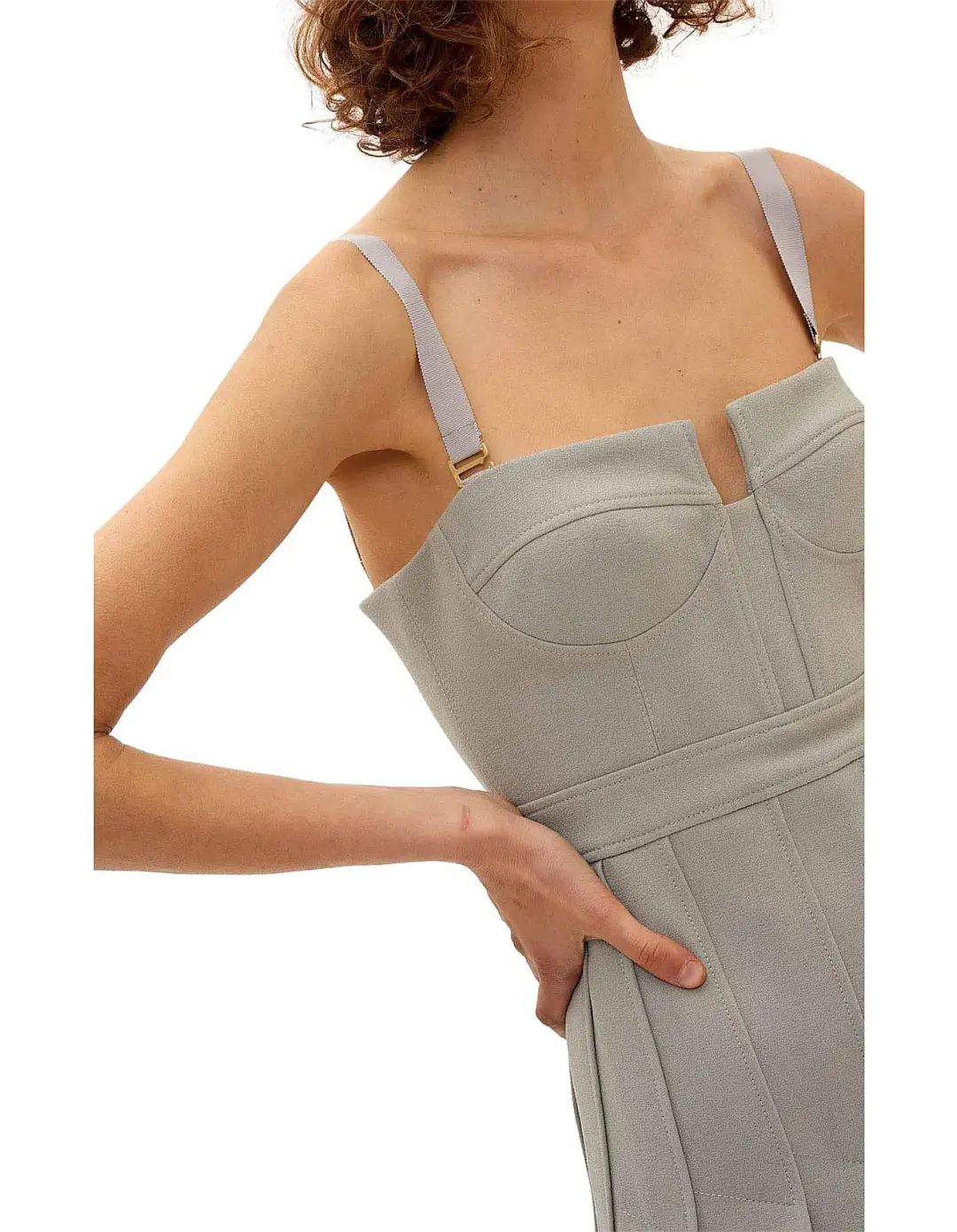 Dion Lee Column Pleated Mini Dress Green Size 8 for rent on The Volte - main image