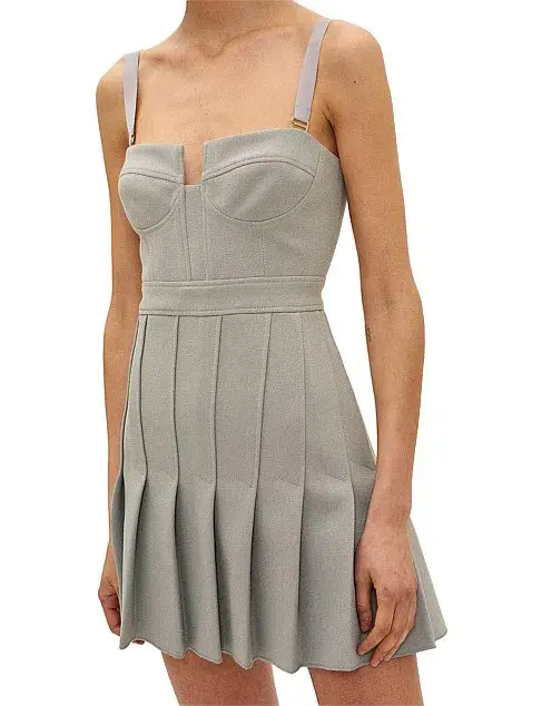Dion Lee Column Pleated Mini Dress Green Size 8 for rent on The Volte - main image