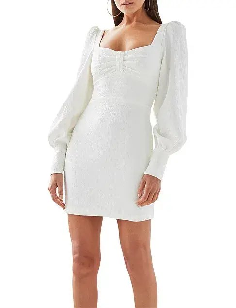 By Johnny Balloon Sleeve Mini Dress White Size 12  - Image 3