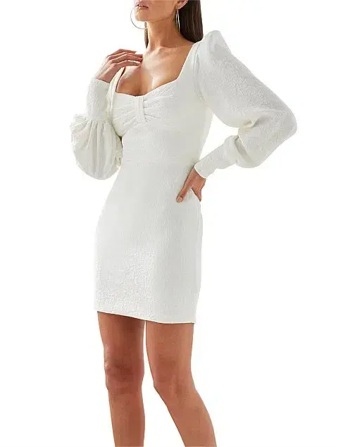 By Johnny Balloon Sleeve Mini Dress White Size 12  - Image 2