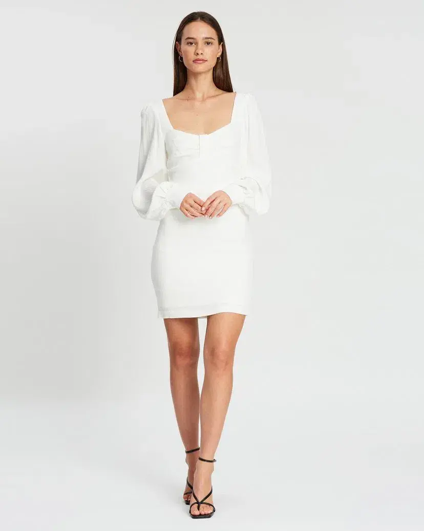 By Johnny Balloon Sleeve Mini Dress White Size 12  - Image 1