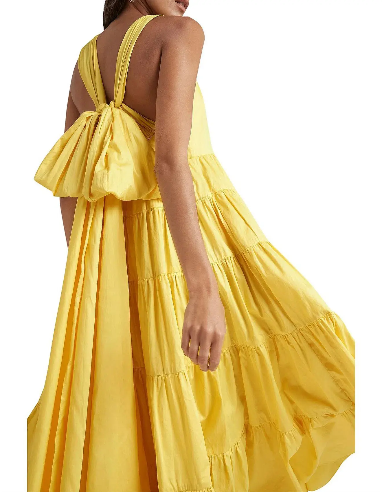 Aje Solstice Tiered Maxi Dress Yellow Size 8 - Image 3