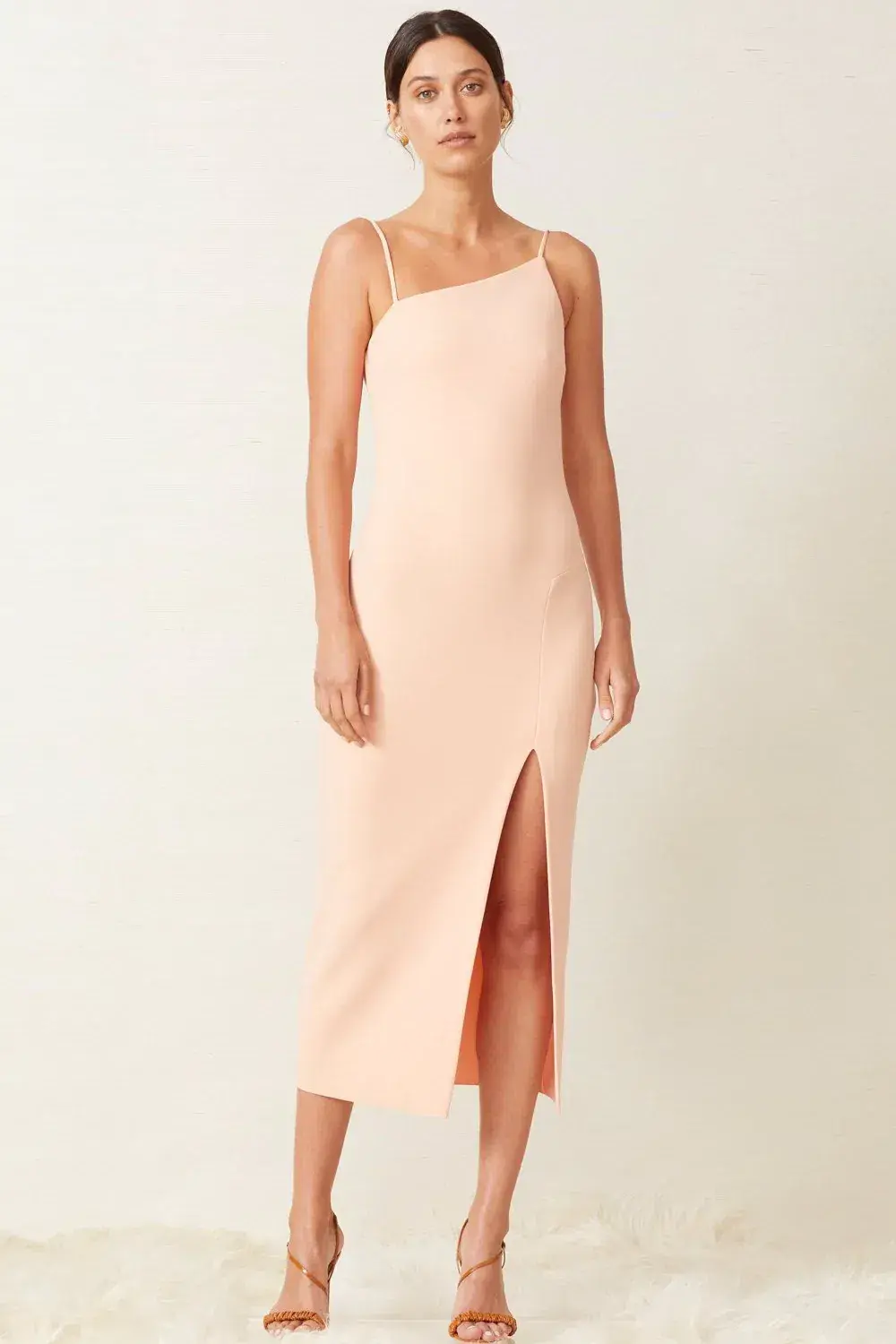Bec & Bridge Ruby Asym Midi Dress in Peach Size 14 - Image 1