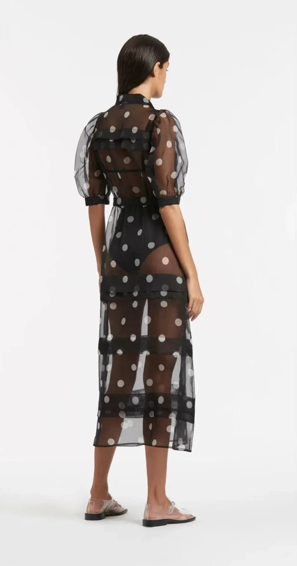 Sir the Label Margot Tiered Midi Dress Black Size AU 8  - Image 3