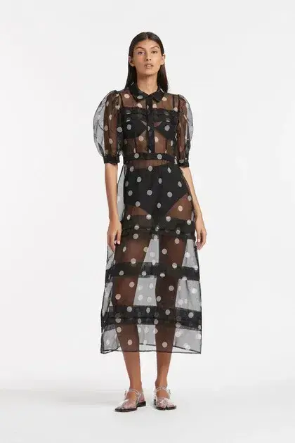 Sir the Label Margot Tiered Midi Dress Black Size AU 8  - Image 1