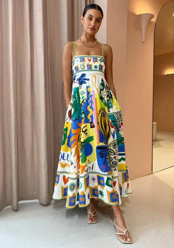 Alemais Soleil Maxi Sundress Multi Size 6 for rent on The Volte - main image