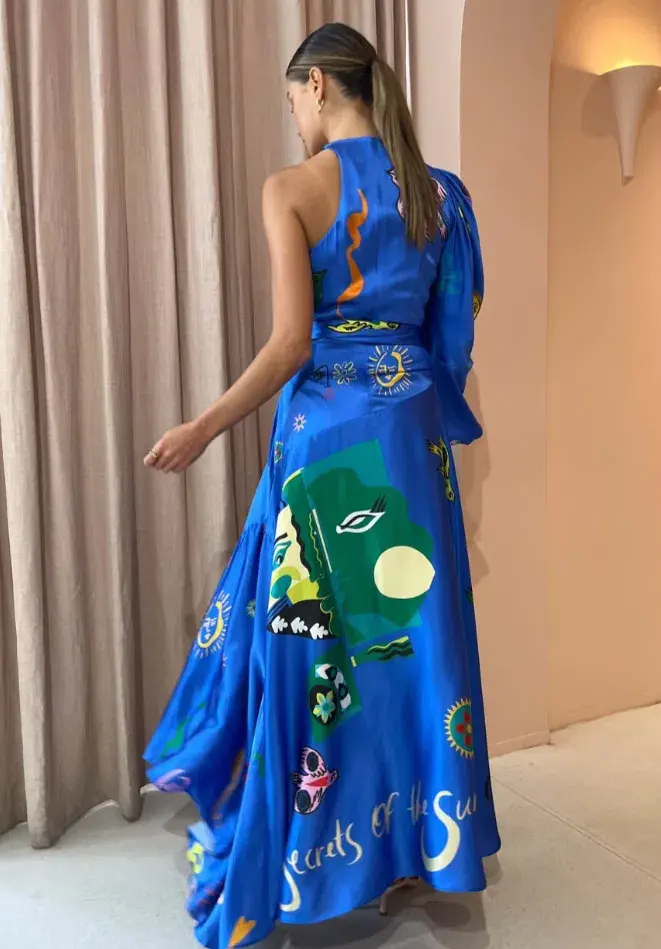 Alemais Soleil One Shoulder Midi Dress Multi Size 8 for rent on The Volte - main image