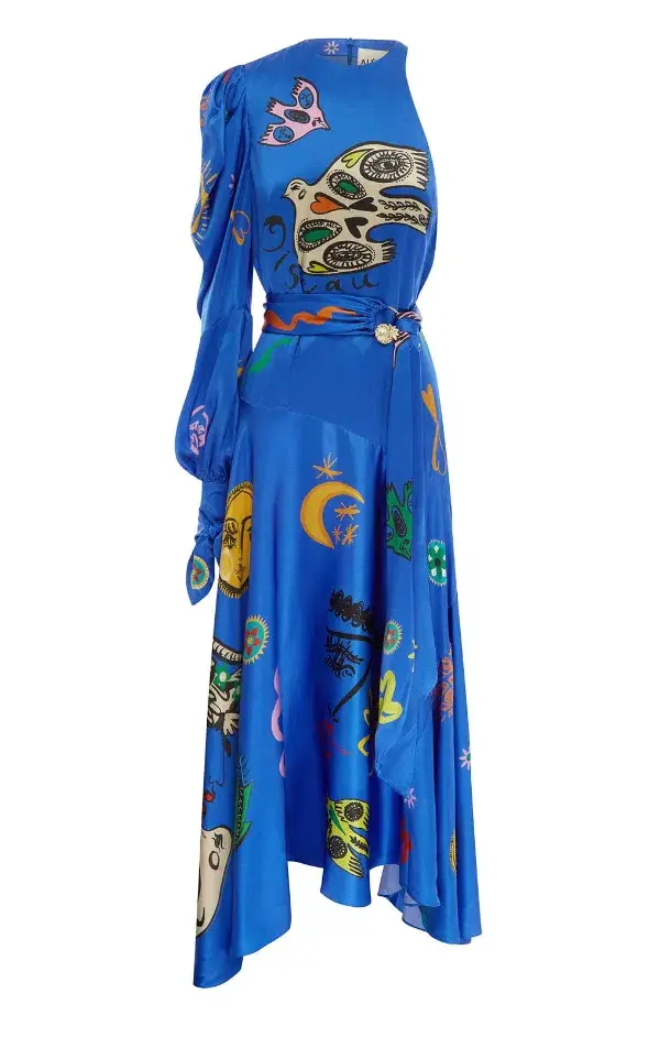 Alemais Soleil One Shoulder Midi Dress Multi Size 8 - Image 4