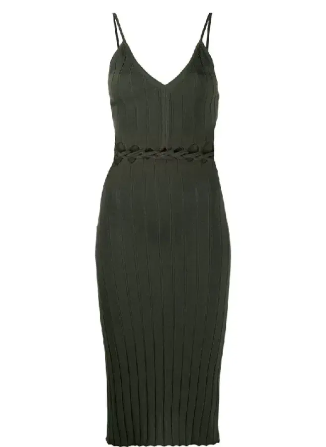 Dion Lee Braid Cami Midi Dress Olive Green Size XS / 6 - Image 3