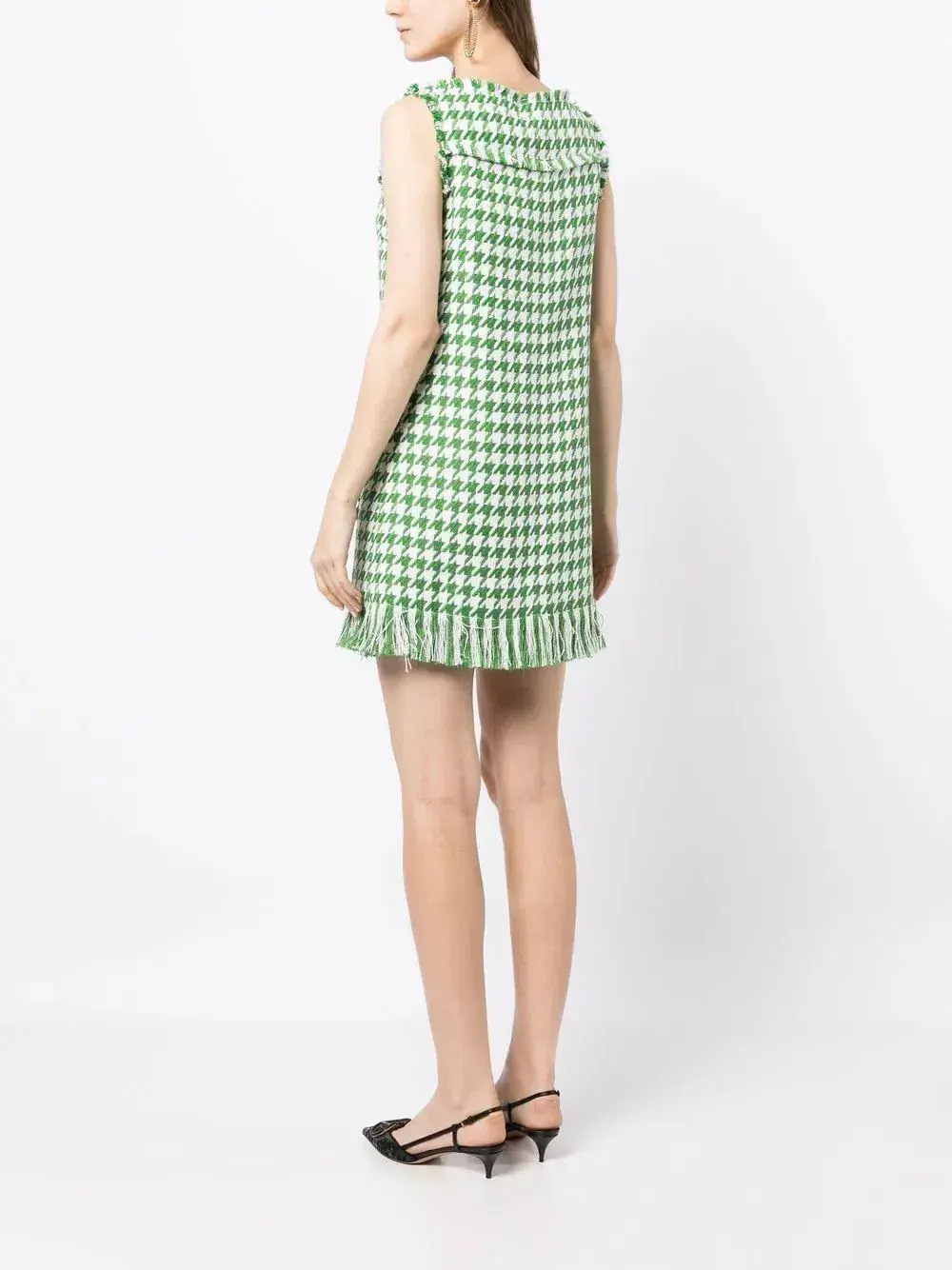 Leo Lin Blair Tweed Mini Dress in Emerald Size 8 - Image 3