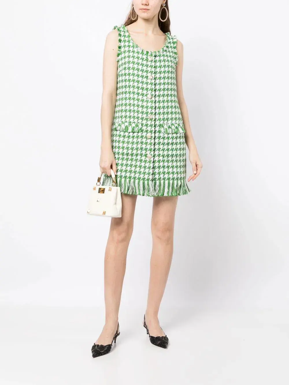 Leo Lin Blair Tweed Mini Dress in Emerald Size 8 - Image 1