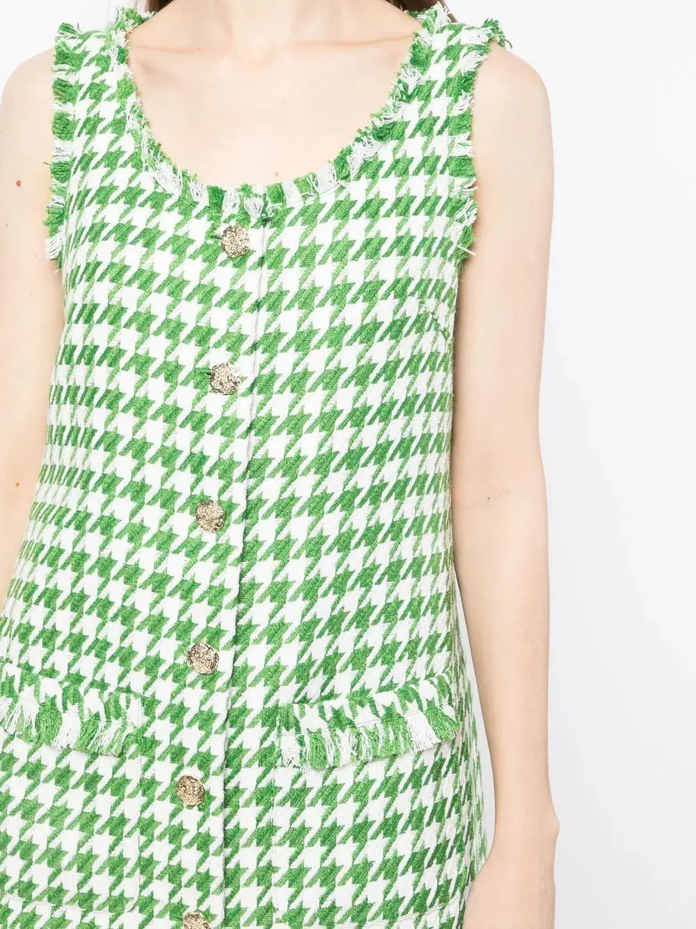 Leo Lin Blair Tweed Mini Dress in Emerald Size 8 - Image 4