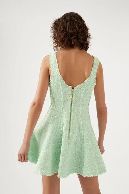 Aje Anais Boucle Mini Dress in Peppermint Green Size 8 / S - Image 3