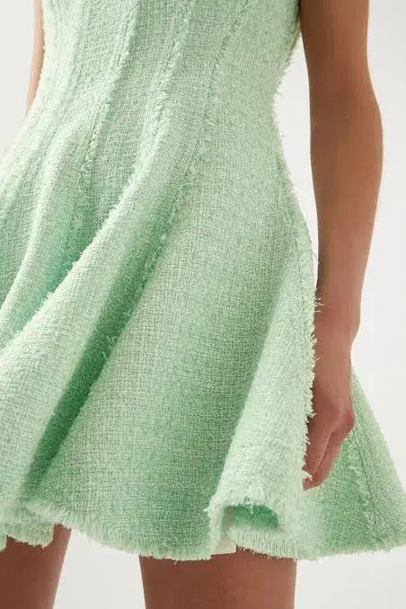 Aje Anais Boucle Mini Dress in Peppermint Green Size 8 / S - Image 4