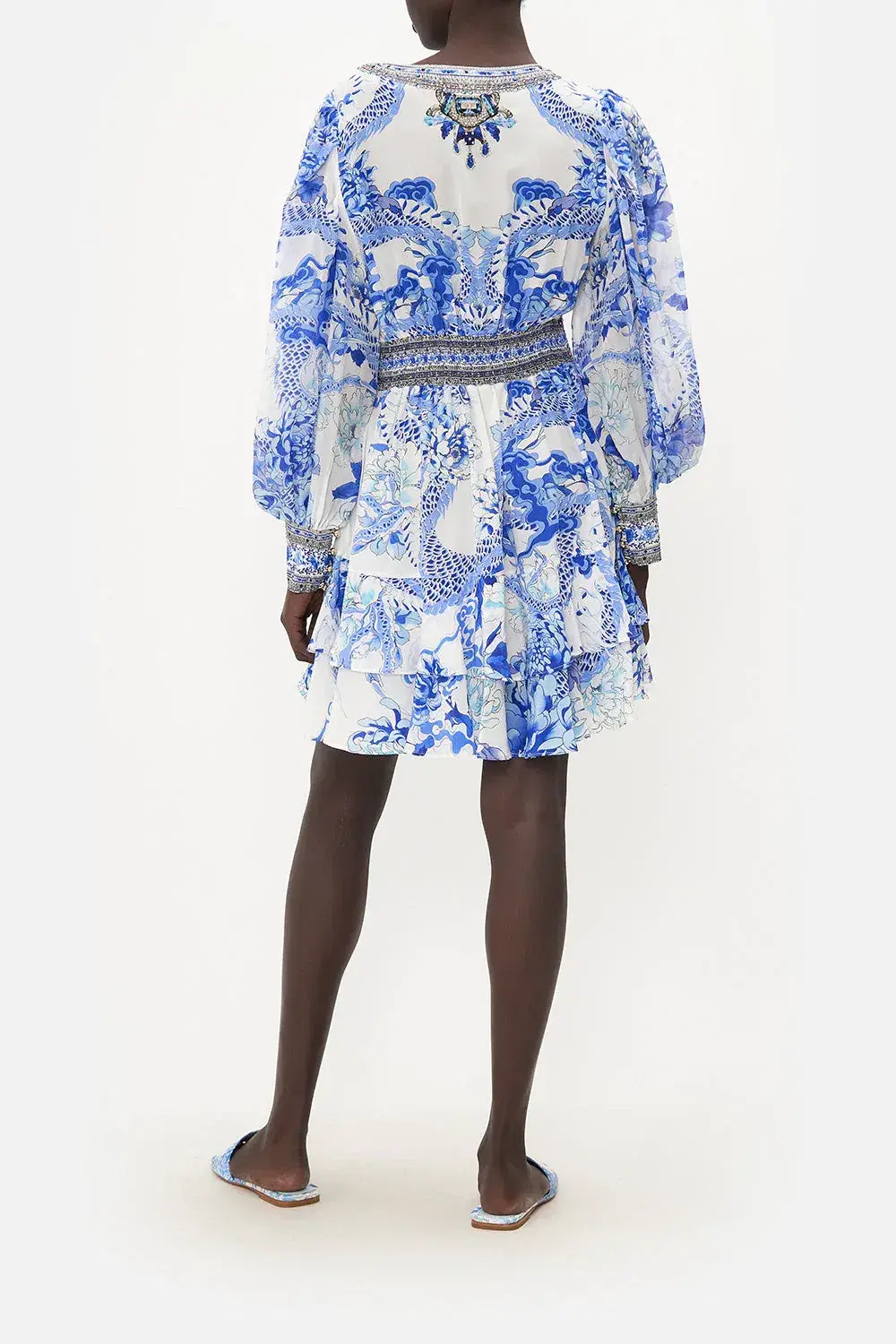 Camilla Button Front Frill Dress Heart Of A Dragon Print Size 10 - Image 3