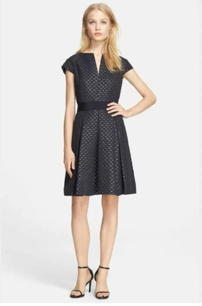 Ted Baker Carice Metallic Jacquard Capsleeve Mini Dress Black Size 0 / Au 6 - Image 3