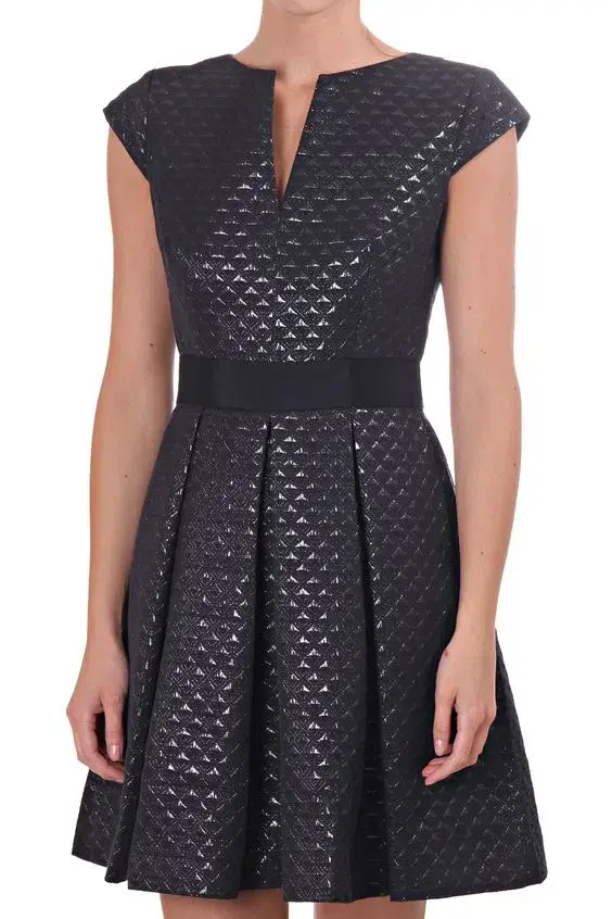 Ted Baker Carice Metallic Jacquard Capsleeve Mini Dress Black Size 0 / Au 6 - Image 2