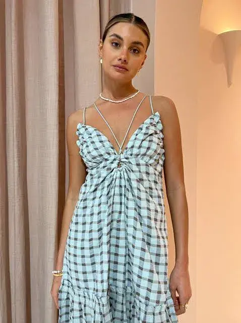 Significant Other Emily Maxi Dress in Mint Check Size 8 - Image 2