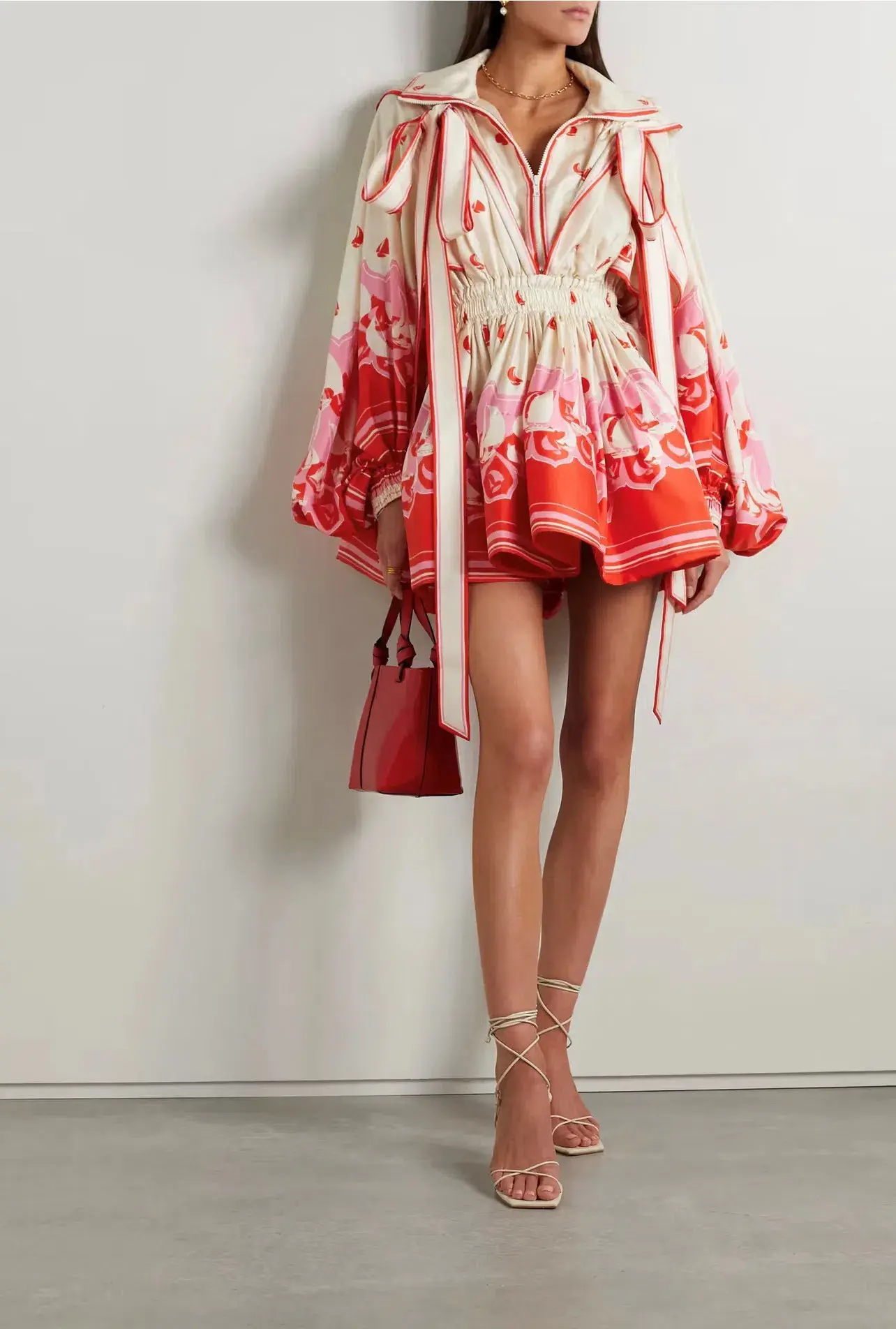 Zimmermann High Tide Billow Mini Dress Red Print Size 0P / Au 6 - Image 1