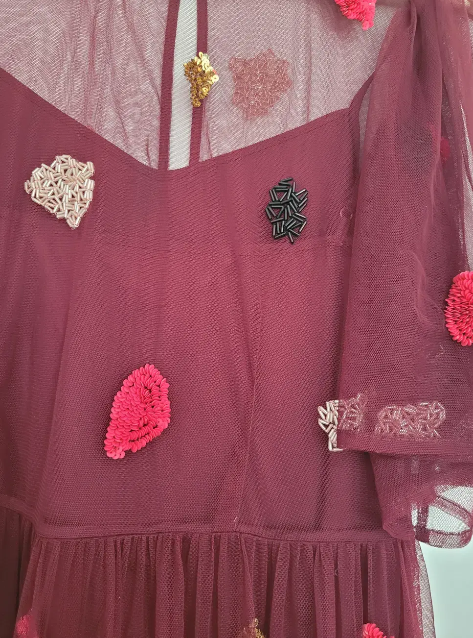 Gorman Claire Embellished Dress Red Beaded Size 8 for rent on The Volte - main image