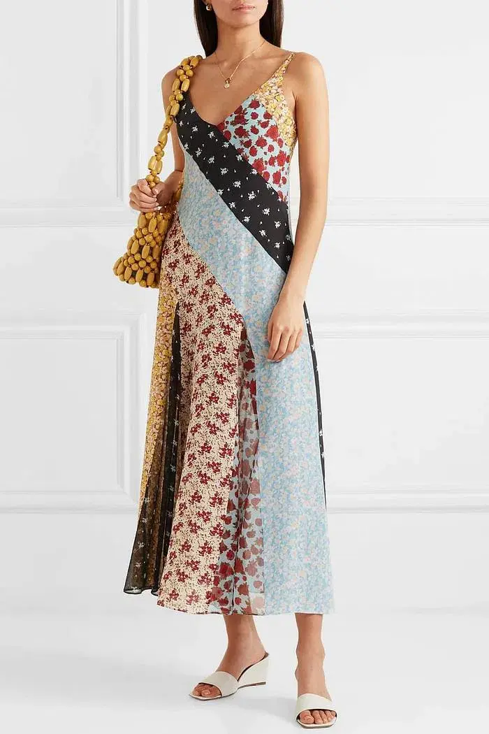 Rixo Denise Patchwork Dress Floral Size 8 - Image 1