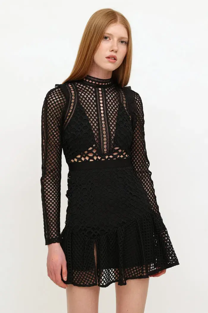 Self Portrait Hall Mini Dress Black Size 12 - Image 3