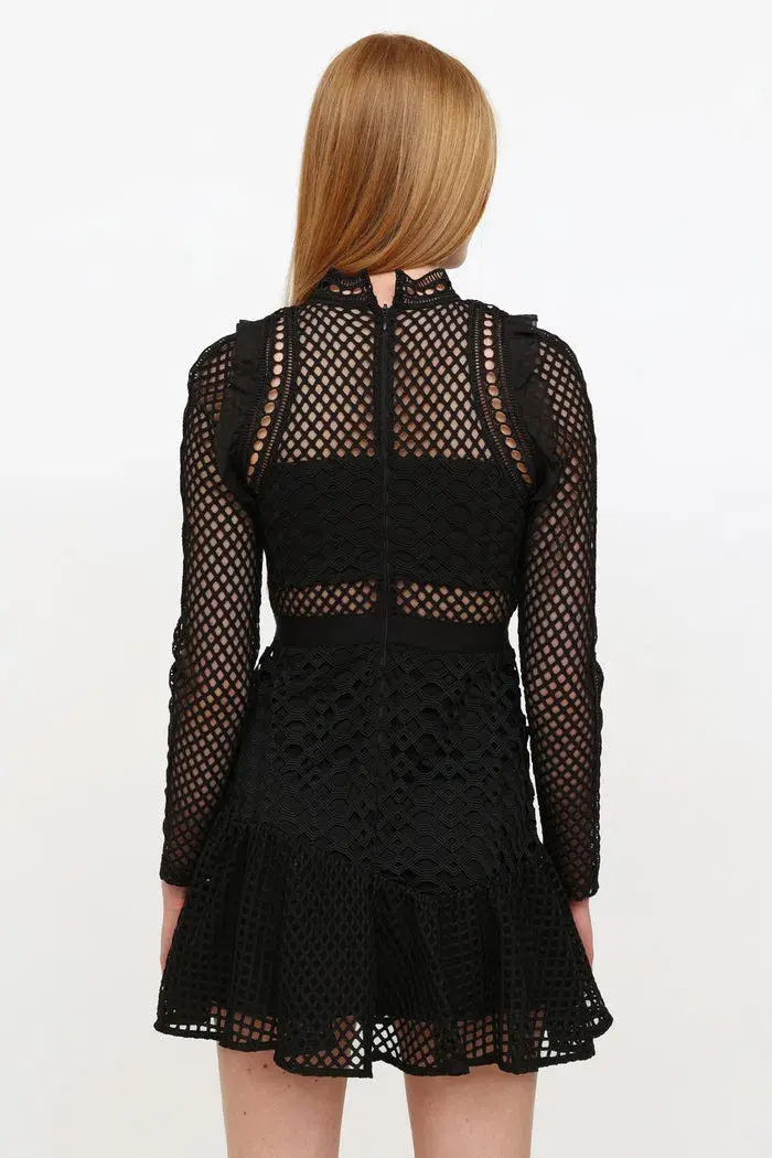 Self Portrait Hall Mini Dress Black Size 12 - Image 4