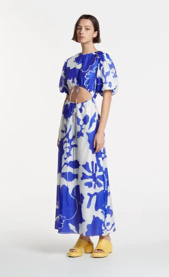 Sir the Label Vivi Puff Sleeve Maxi Dress Size Blue Print 2/Au 10 - Image 1