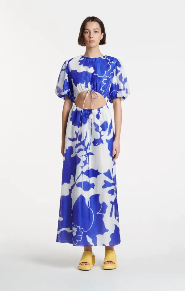 Sir the Label Vivi Puff Sleeve Maxi Dress Size Blue Print 2/Au 10 - Image 2